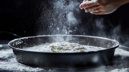 Flour Showering a Baking Pan