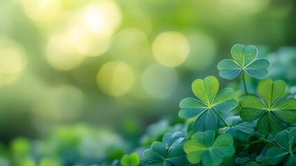 Green Clover Leaves with Bokeh Background