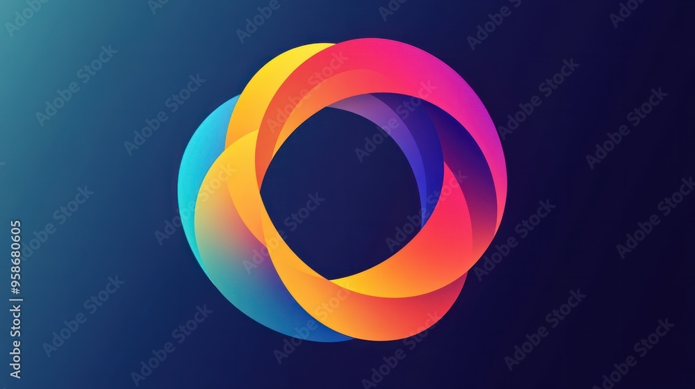 Poster abstract logo formed by overlapping circles in a gradient that evokes a sense of growth and transformation