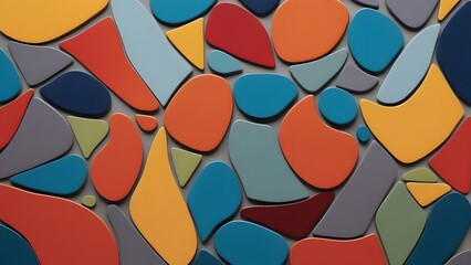Fototapeta premium A mosaic of bold, contrasting colors arranged in irregular, organic shapes