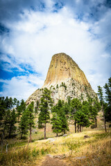 Devils Tower National Monument while hiking during a summer day