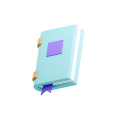 Childrens school 3d icon. Book on transparent background. 3d style illustration.