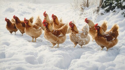 Chickens in the Snow