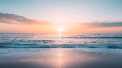 Fototapeta premium Sunrise over a calm ocean horizon 