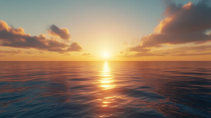 Obraz premium Serene ocean sunset with colorful sky and calm waves 