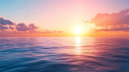 Obraz premium Serene ocean sunset with colorful sky and calm waves 