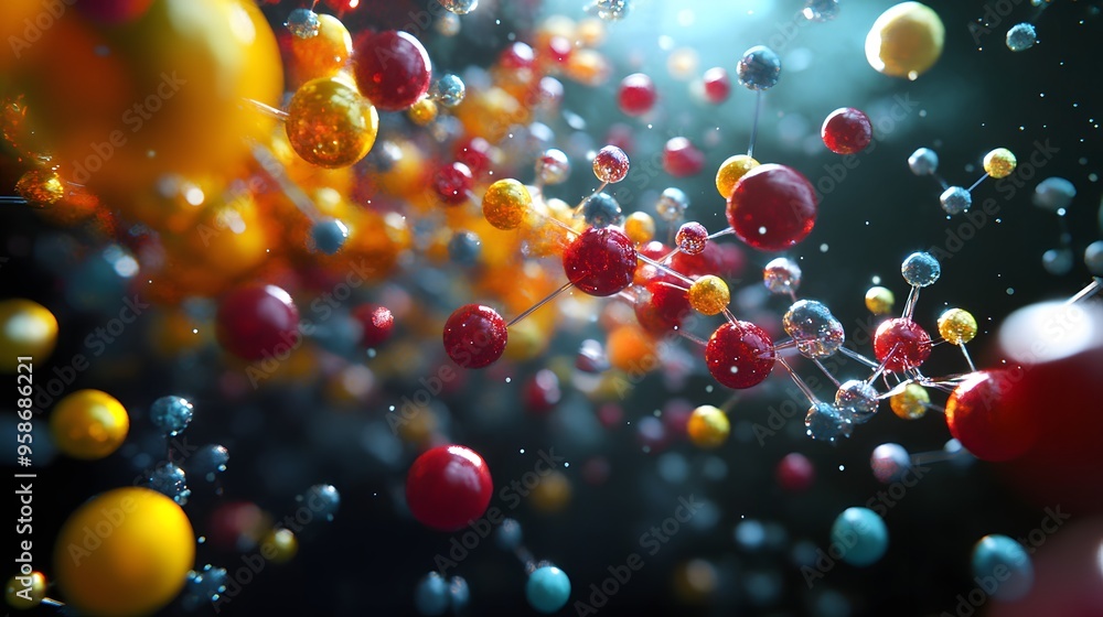 Aufkleber 23. artistic interpretation of a vibrant nutrient molecule with dynamic atomic interactions