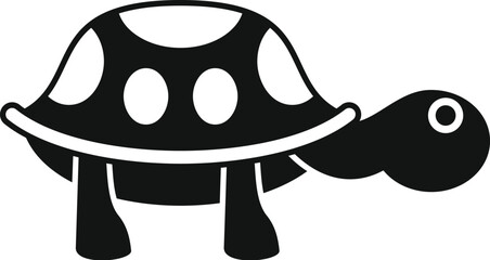 Simple vector illustration of a friendly turtle walking slowly, isolated on a white background