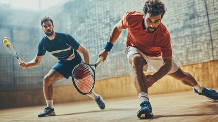 Fototapeta premium Dynamic Indoor Tennis Match