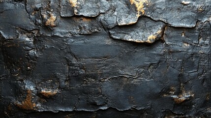 Obraz premium Textured Black Cracked Surface Generative AI
