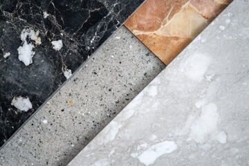 Four Different Stone Tile Samples With Visible Veining