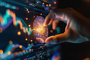 A conceptual image of a hand reaching out , holding a Ethereum, blending digital and real worlds