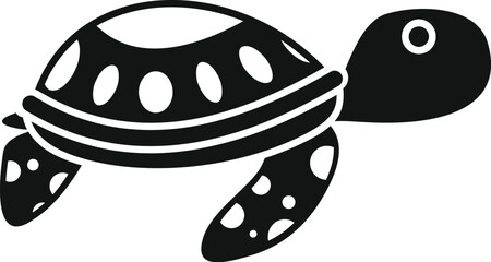 Simple icon of a sea turtle swimming underwater, with a black and white design