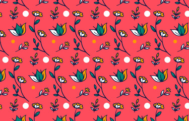 Hand Drawn Floral Pattern Background