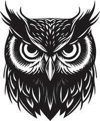 Obraz premium Monochrome Vector Owl Head Illustration