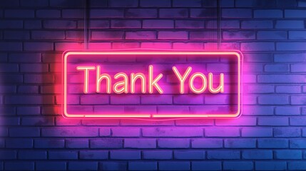 Obraz premium Thank you Retro Neon Sign on Trendy Background. AI Generative