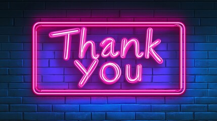 Obraz premium Thank you Retro Neon Sign on Trendy Background. AI Generative