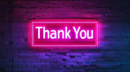 Thank you Retro Neon Sign on Trendy Background. AI Generative