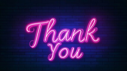 Obraz premium Thank you Retro Neon Sign on Trendy Background. AI Generative