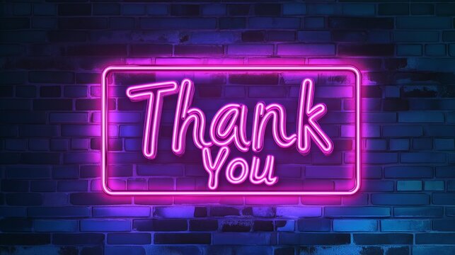 Thank you Retro Neon Sign on Trendy Background. AI Generative - Powered by Adobe