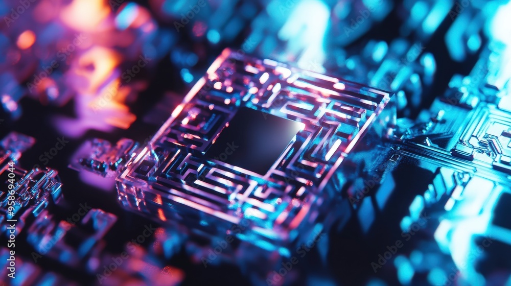 Poster a silver qr code stands out with a dynamic holographic background, featuring intricate patterns and 