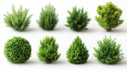 Collection of Bushes and Shrubs Nature's Green Palette Generative AI