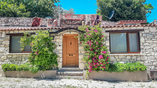 Old Urla house, seaside town, quiet summer holiday, flowery streets, Urla, Izmir, Turkey