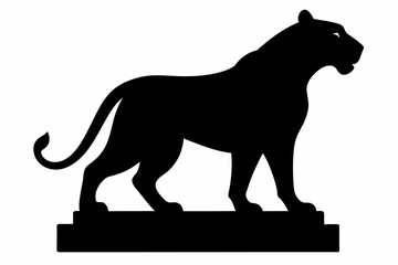 A tiger statue silhouette black vector art illustration