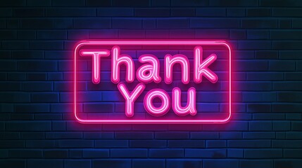 Obraz premium Thank you Retro Neon Sign on Trendy Background. AI Generative
