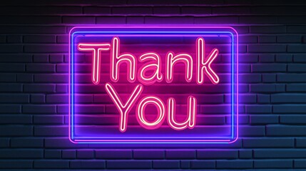 Thank you Retro Neon Sign on Trendy Background. AI Generative