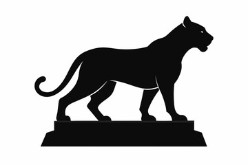 A tiger statue silhouette black vector art illustration