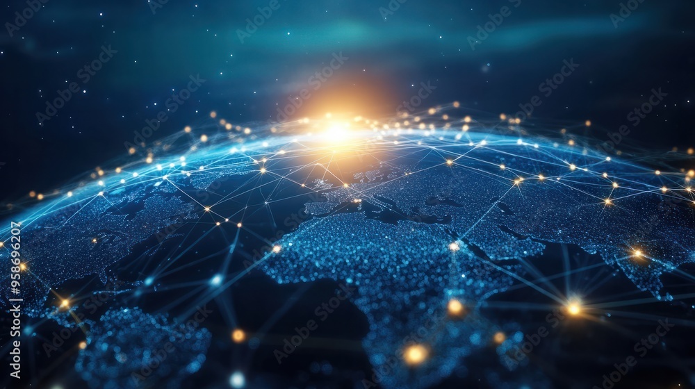 Poster global network connection internet, social media, travel, global networking pattern for communicatio