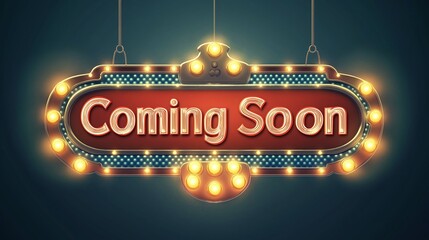Coming Soon Retro Neon Sign on Trendy Background. AI Generative