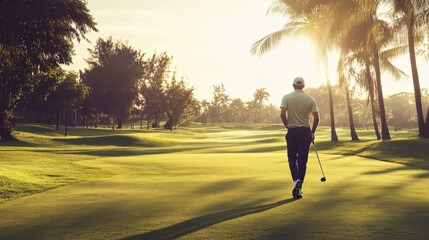 Fototapeta premium Serene Golfing Experience at Sunset