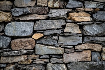 Close-up of a Rugged Stone Wall with Irregularly Shaped Rocks
