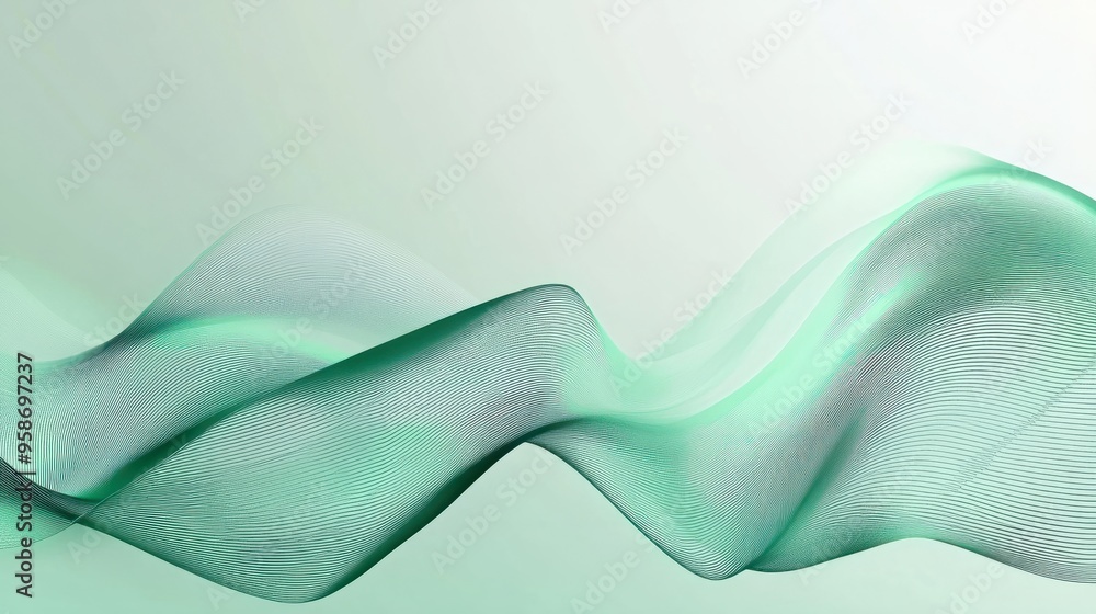 Poster green smooth business lines wave curves on gradient abstract background