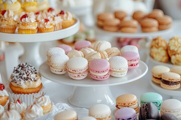 Artful Display of Delectable Desserts and Sweets on Elegant Tiered Stand