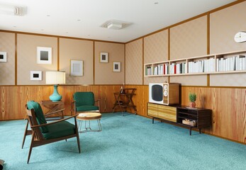 Retro living room with vintage furniture