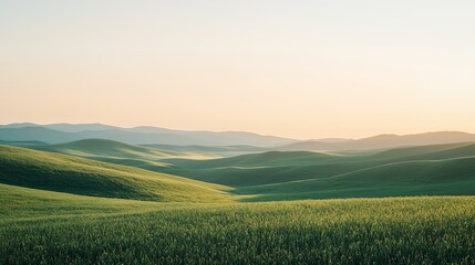 Fototapeta premium Breathtaking Countryside Panorama with Rolling Hills and Verdant Meadows