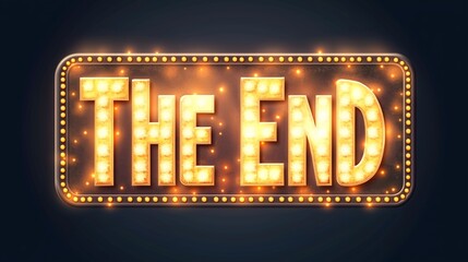 The End Retro Neon Sign on Trendy Background. AI Generative