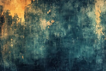 Abstract Texture with Teal and Gold Paint Splashes