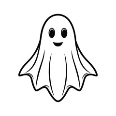 cute ghost line art white background.eps