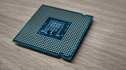 CPU for computer on wooden table