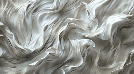 Obraz premium stunning abstract composition featuring flowing, fabric-like textures in soft, monochromatic shades of white and gray, creating a sense of movement and fluidity. Perfect for artistic, design,