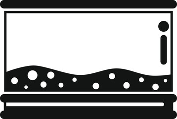 Black glyph icon vector illustration of a full aquarium with a thermometer, perfect for your project