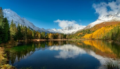 Obraz premium Autumn Lake with Pines