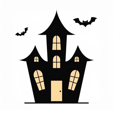 recommend clip art: halloween house castle black silhouette isolated on white