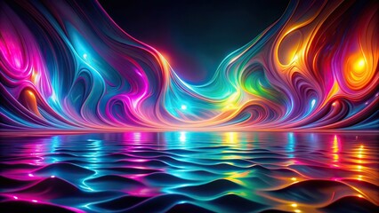abstract, liquid, ambience, vibrant, neon light, surreal, Abstract colorful neon light liquid background with a surreal and vibrant ambience