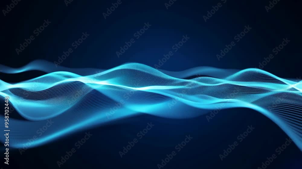 Aufkleber a abstract visualization of blue waveforms undulating against a deep blue backdrop. smooth lines evo