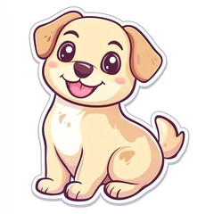 Fototapeta premium Adorable cartoon puppy with big eyes and a happy expression, perfect for children's books or pet-related designs.